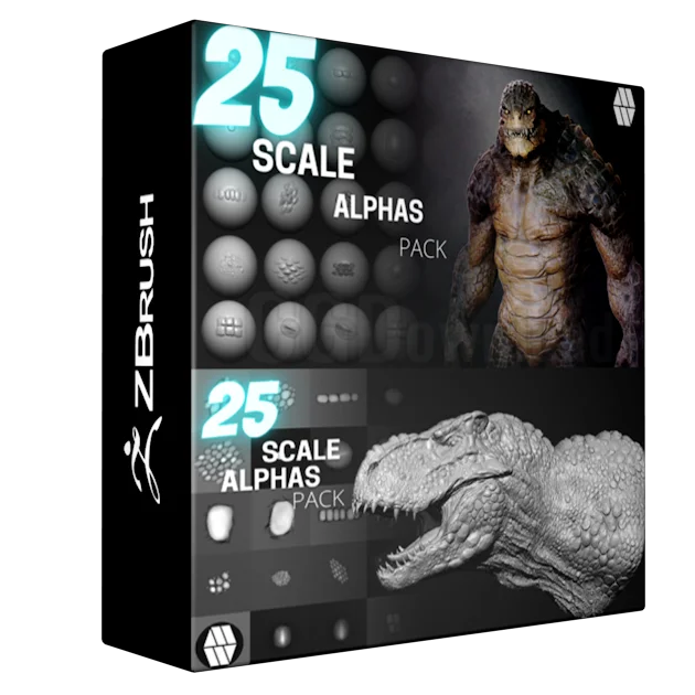 25 Scale Alphas - Custom made Reptile Alphas ZBrush 