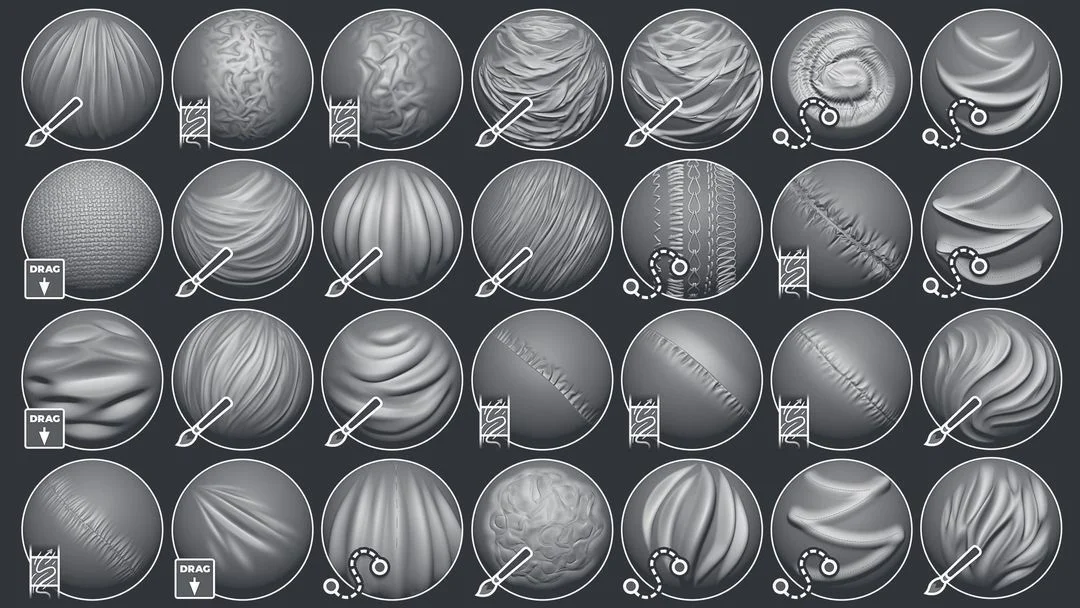 ZbrushGuides – Clothes and drapery brushes Pack