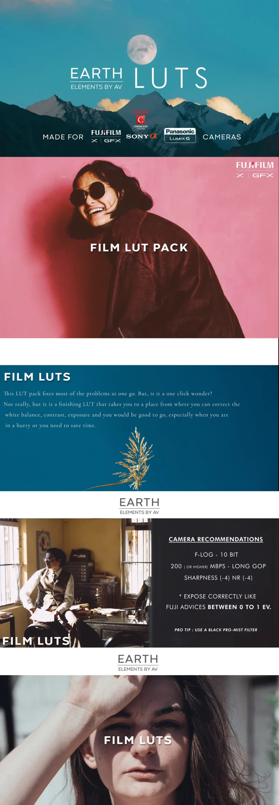 LUTs for FUJIFILM X & GFX Cameras - ( For F-LOG ) EARTH Film