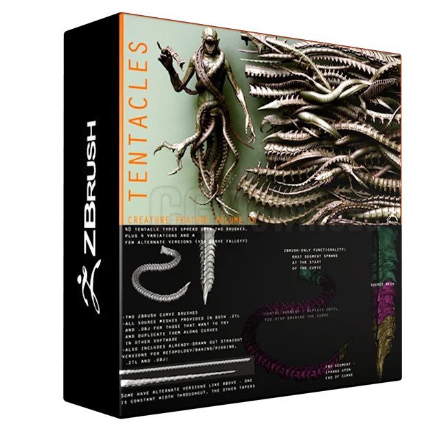 TENTACLES - 40+ in ZBrush brushes and OBJs
