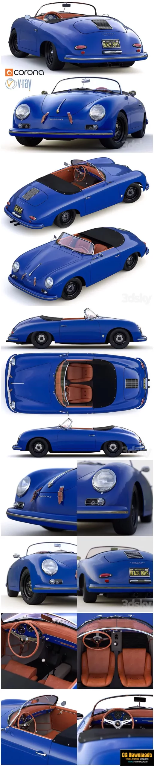 Porsche 356 A Speedster 1956 3D модель