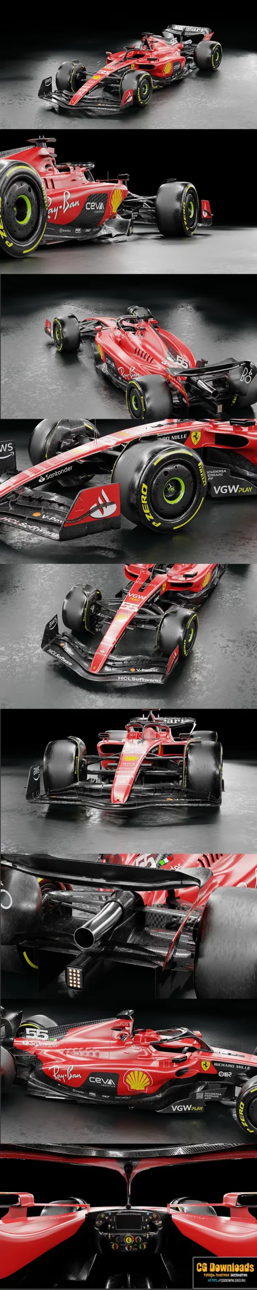 F1 2023 Ferrari SF-23 Low-poly 3D модель