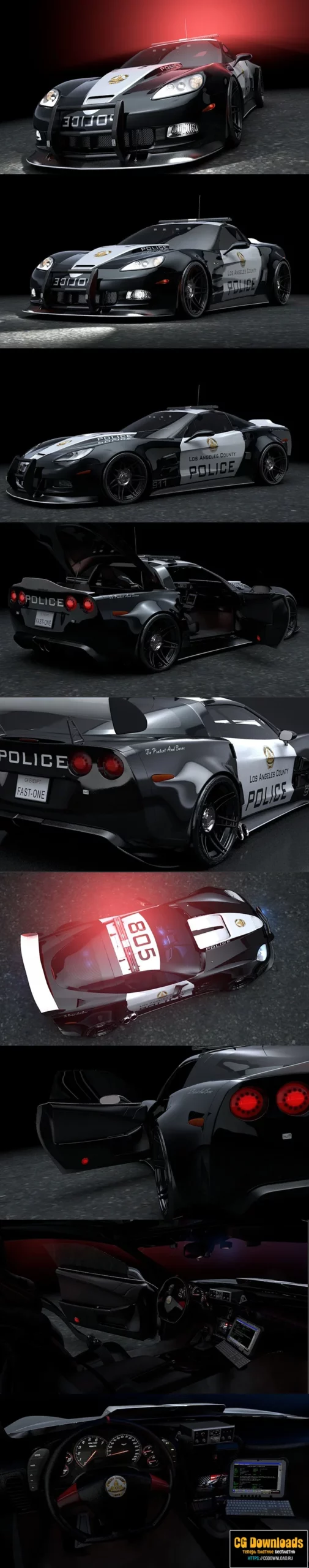 Super Vette Police Car 3D модель