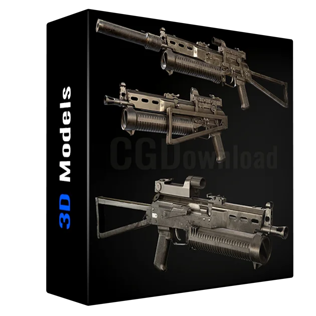 PP-19 Bizon and Case videogame asset Low-poly