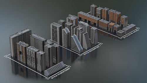 Sci-fi cityscape kitbash - residential скачать