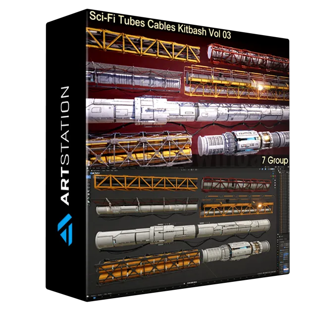 Sci-Fi Tubes Cables pipe Kit Vol 03