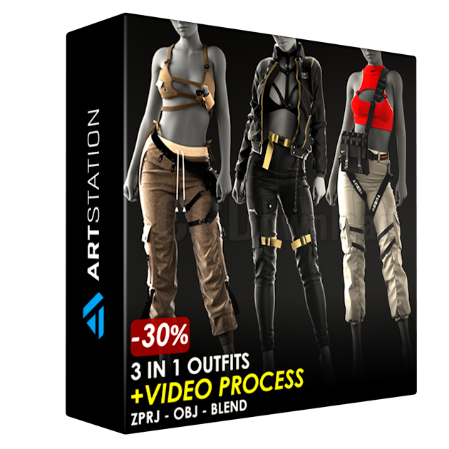 3 in 1 Outfits - Marvelous / CLO Project file + Video Process