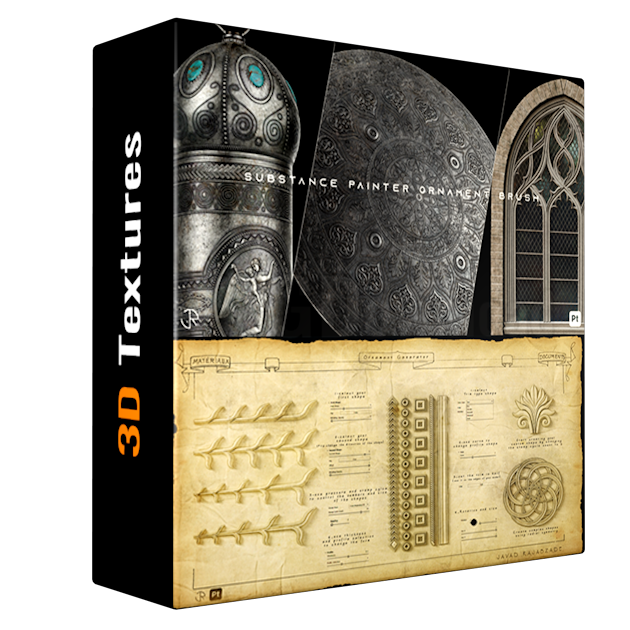 Substance Painter Ornament Path Tool brush + 106 high quality Ornament and Trim brush