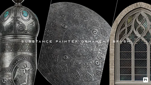 Substance Painter Ornament Path Tool brush + 106 high quality Ornament and Trim brush скачать