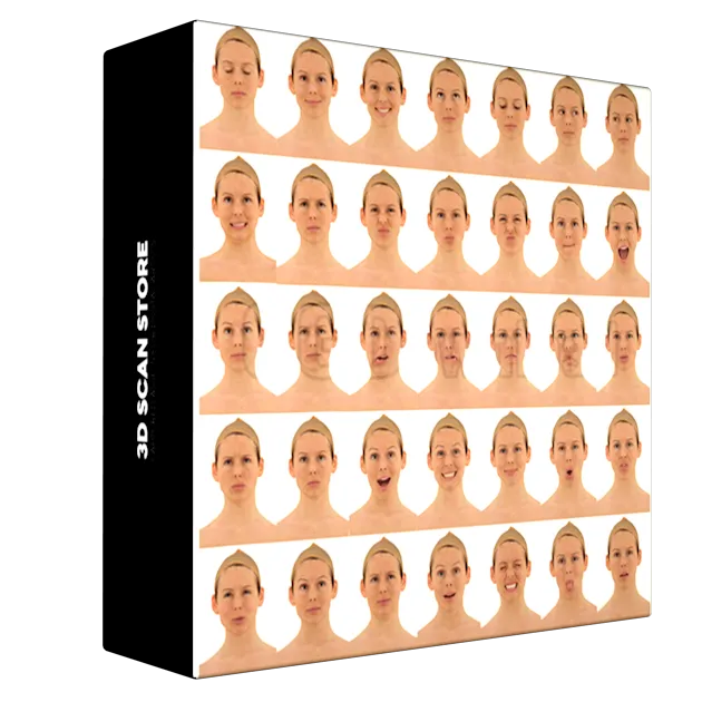 3D Scan Store Female-04 All 36 Expression Scan Bundle