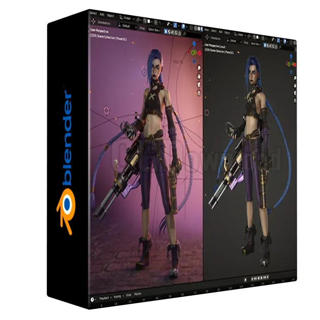 JinX modeling - Blender 3.0 - Full process video and 3D model