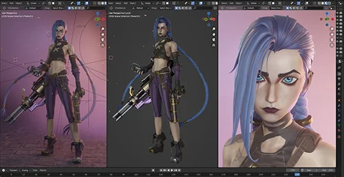 JinX modeling - Blender 3.0 - Full process video and 3D model скачать