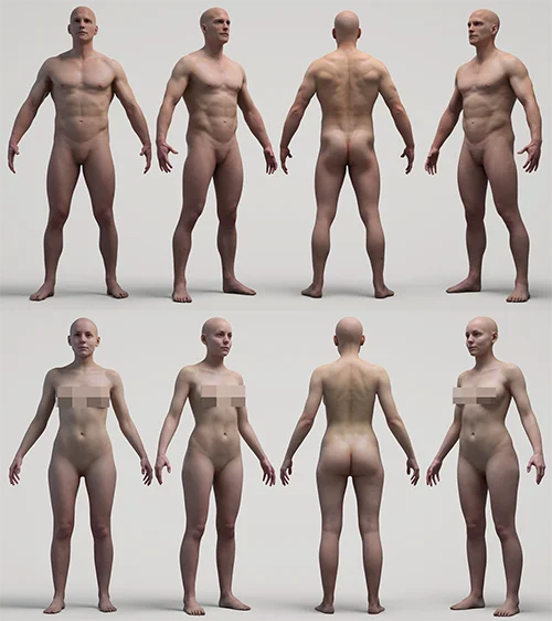 3D Scan Store – Ultimate Textured Male and Female Base Mesh Complete Bundle скачать