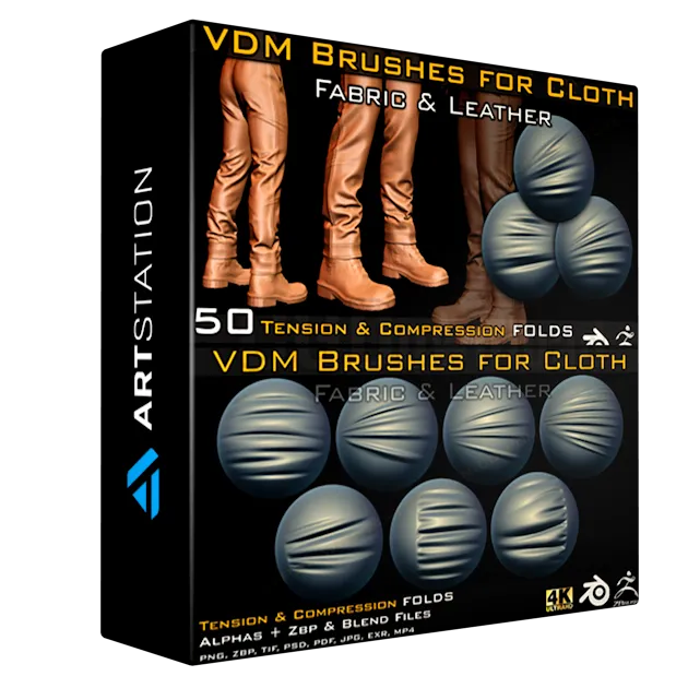 50 VDM Brushes Cloth Leather & Fabric Brushes, Tension & Compression Folds - Vol.04