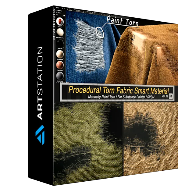 Procedural Torn Fabric Smart Material for Substance Painter - Fabric Tear Vol.19