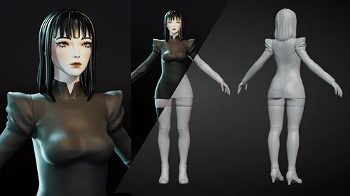 3D Blender Full character sculpting, cute female woman скачать