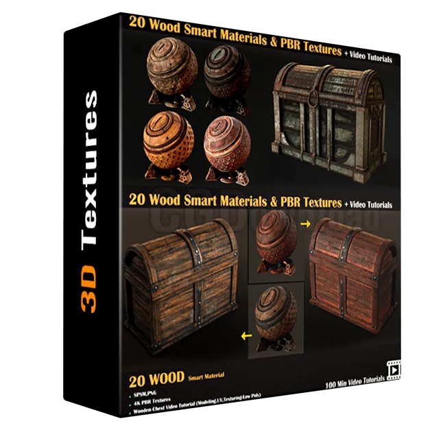 20 Wood Smart Materials & PBR Textures + Video Tutorials