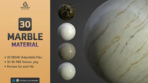30 Marble Materials (SBSAR, 4K PBR Texture) - Environment Library VOL 01 скачать