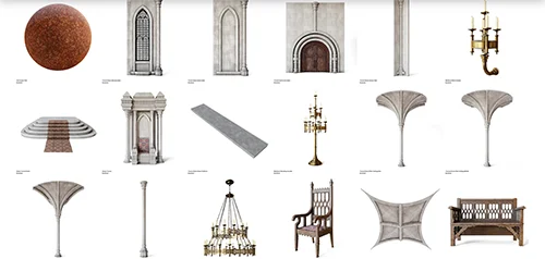CGAxis – Throne Room Kitbash Bundle скачать
