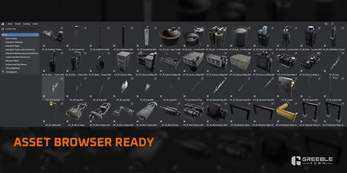Grunge Factory Decayed Assemblies - Industrial Kitbash Greeble Assets скачать
