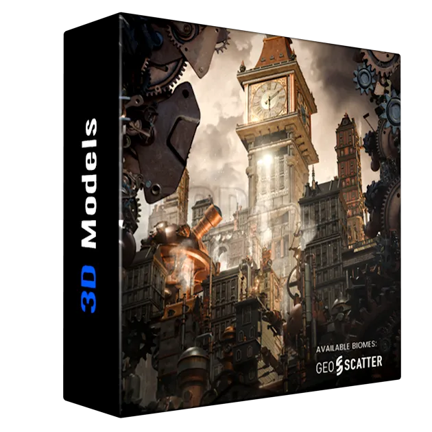 Gears District - Steampunk Constructs Kitbash Buildings
