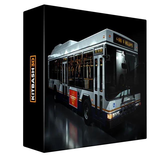 KitBash3d - City Bus 3d Model - MUNICIPAL CITY CARS