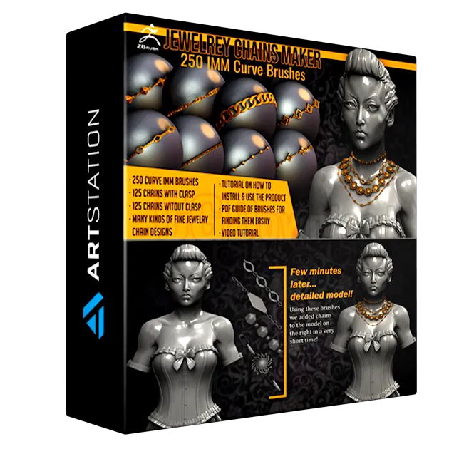 Jewelry Chains Maker 250 ZBrush Curve IMM Brushes 