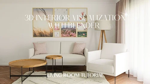 3D Interior Visualization with Blender Living Room Scene скачать