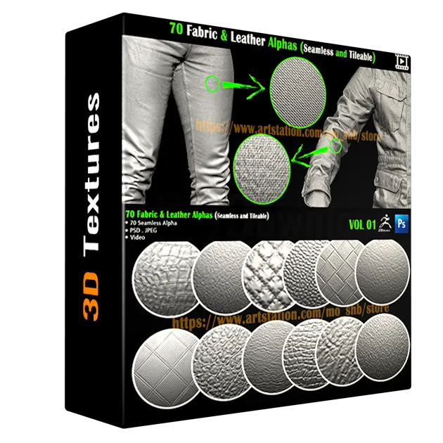 70 Fabric & Leather Alphas (Seamless and Tileable) + Video