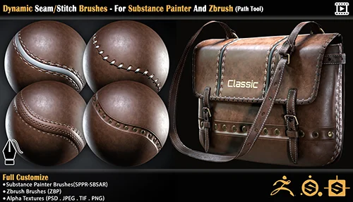 Dynamic Seam Stitch Brushes - For Substance Painter And Zbrush (Path Tool) скачать