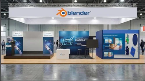 Learn 3D Stall Design Model 5 Exhibition Booths in Blender скачать
