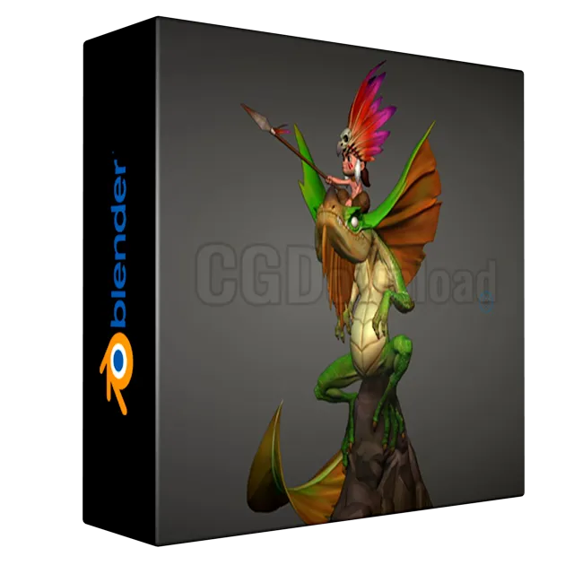 Dragon rider 3D Cartoon character in Blender course