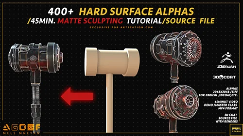 400+ HARD SURFACE ALPHAS 45MIN. MATTE SCULPTING TUTORIAL SOURCE FILE скачать