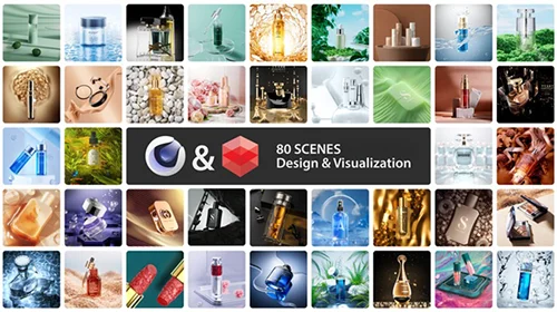 81 Cosmetic Product Scenes Ready to Render for Redshift + C4D скачать