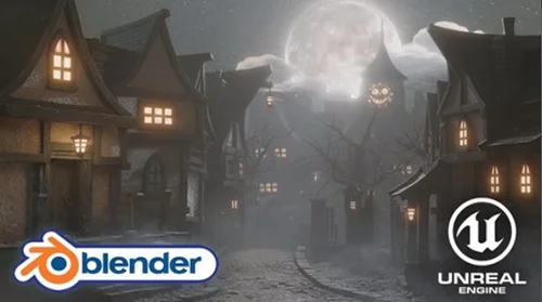 Blender 5 & UE5.7 Stylized Haunted Street Kit скачать