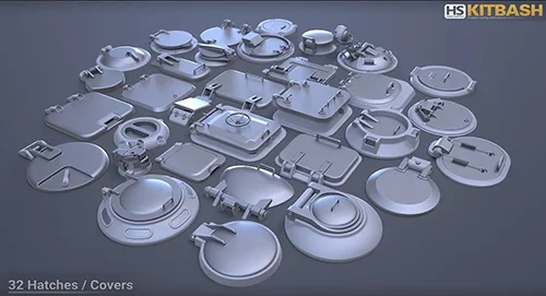 Hard-Surface Kitbash Vol.2 - Hatches & Covers скачать
