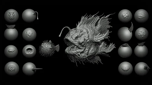Zbrush + Blender - 40 Sea Creatures Brushes скачать