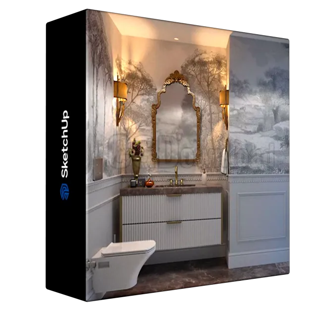 Professional V-ray For Sketchup Mini Bathroom Training 01