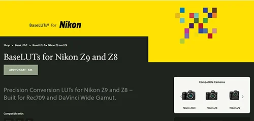 BaseLUTs for Nikon Z9 and Z8 скачать