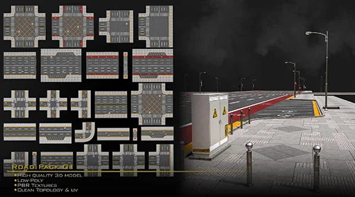 Road Pack Set 01 LowPoly GameReady скачать