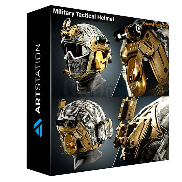 Military Tactical Helmet 3D Model+Full Tutorial