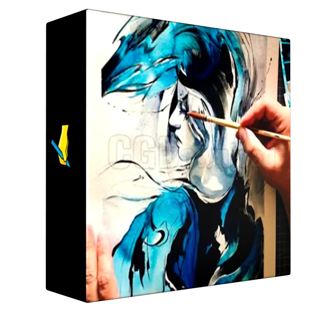Watercolor Portrait Painting with an Abstract Backgroud