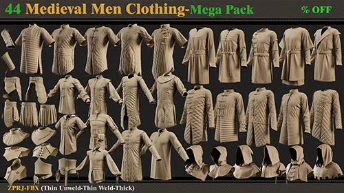 45 Medieval Men Clothing-MEGA PACK(zprj-fbx)- VOL 4 скачать