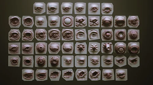 EYES - 28 Zbrush VDM creature eyes + 15 Eyeballs IMM brush скачать
