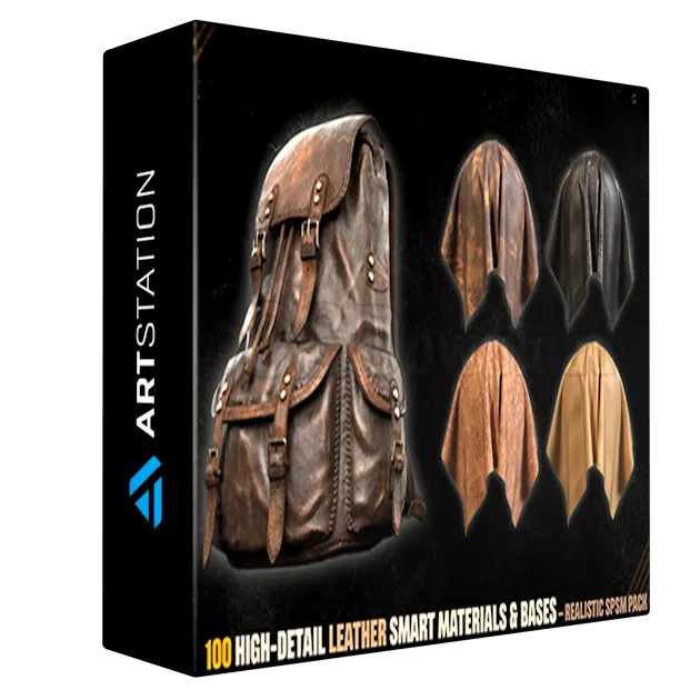 100 High-Detail Leather Smart Materials & Bases – Realistic SPSM & SBSAR Pack 