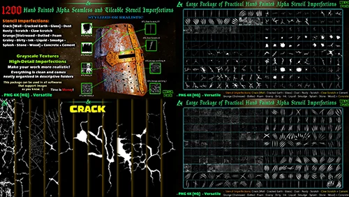 1200 Hand Painted Alpha Seamless and Tileable Stencil Imperfections (MEGA Pack) - Vol 11 скачать