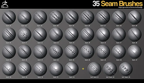 ZBrush - 35 Seam Stitch Brushes скачать